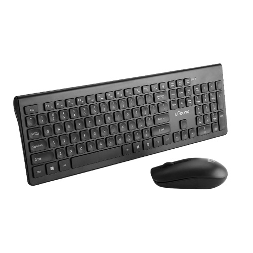 uFound R-753 Mouse and Keyboard Combo 106 keys Ultra-thin Chocolate Keyboard + Wireless Silent Mouse 1200DPI Black
