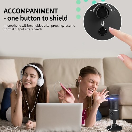 

Цифровой видеомикрофон Конденсаторный микрофон для записи + камера 1080P Hi-Fi стерео микрофон Plug and Play Черный