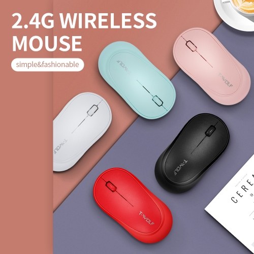 

T-WOLF Q18 2.4G Wireless Optical Office Mouse 3 Button 1000 DPI Ergonomic Gaming Mouse for PC/Laptop Black
