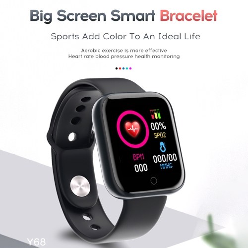 

Y68 1.3-Inch HD Color Touchscreen Smart Bracelet Pedometer/Heart Rate/Blood Pressure/Notifications Reminder Smartwatch Black