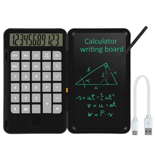 Calculator Writing Board USB Charging Carry on Convenient for Work and Study Also Inkless Drawing Or Planning Boards Black