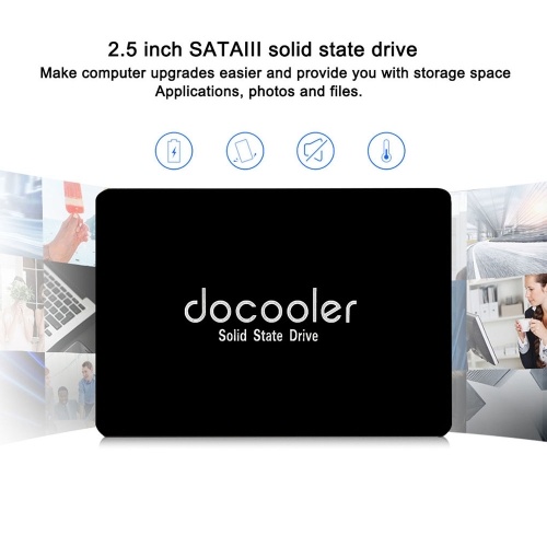 

docooler SSD 2.5inch Metal Solid State Drive Read And Write Quiet Operation Shock And Drop Resistance Compatibility Black 240GB