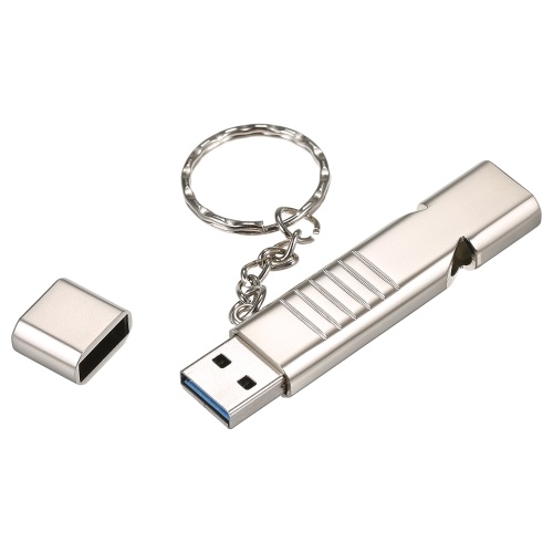 

16GB USB3.0 U Disk Whistle USB Flash Drive 2-in-1 Design Portable U Disk Zinc Alloy Material Solid and Durable Plug and Play Silver