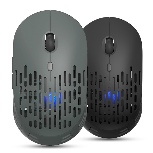 HXSJ T38 2.4G Ratón inalámbrico Mute Office Mouse 3 DPI ajustable Luz de respiración colorida Batería recargable incorporada Negro