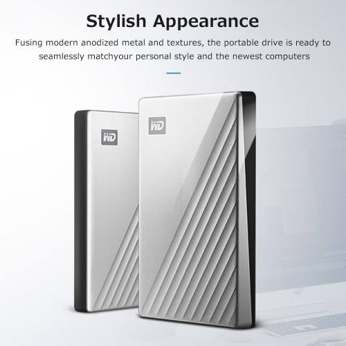 WD My Passport Ultra 2.5 inch Mobile Hard Disk Type-C Interface Metal Texture Built-in 256-bit AES Hardware Encryption 1TB Silver 
