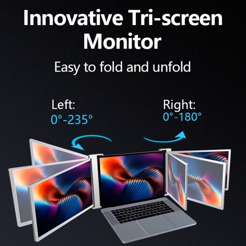 14 inch Portable Triple-screen Monitor Laptop Expansion Screen 1920*1200 Resolution Easy Installation for 15-17 inch Laptop 
