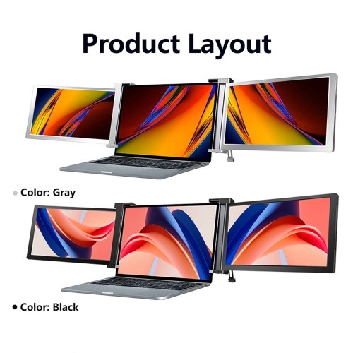 11.6 inches Laptop Expansion Screen FHD Portable Tri-screen Monitor with 1 Cable for 2 Displays for Windows, MacOS for 13.3-16.5 inch Laptop