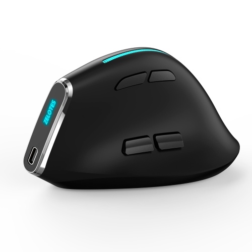 ZELOTES F-36 Wireless vertical 2.4G Bluetooth mouse full color light 8 key programming five DPI game mouse built-in 730mah lithium battery Black 