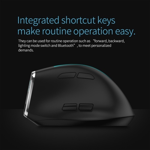 ZELOTES F-36 Wireless vertical 2.4G Bluetooth mouse full color light 8 key programming five DPI game mouse built-in 730mah lithium battery Black 