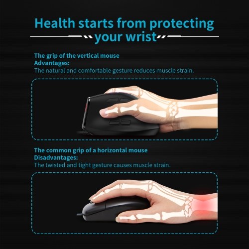 ZELOTES F-36 Wireless vertical 2.4G Bluetooth mouse full color light 8 key programming five DPI game mouse built-in 730mah lithium battery Black 