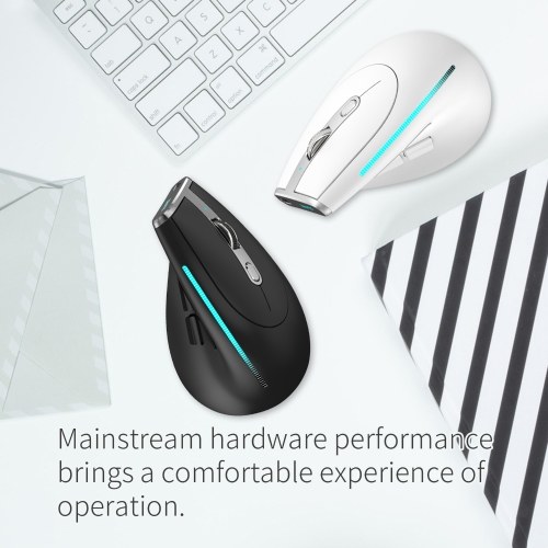 ZELOTES F-36 Wireless vertical 2.4G Bluetooth mouse full color light 8 key programming five DPI game mouse built-in 730mah lithium battery Black 