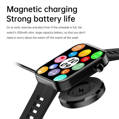 FW10 1.96`` Smartwatch BT5.0 Intelligent Watch IP67-waterproof Fitness Tracker Compatible for Android iOS 