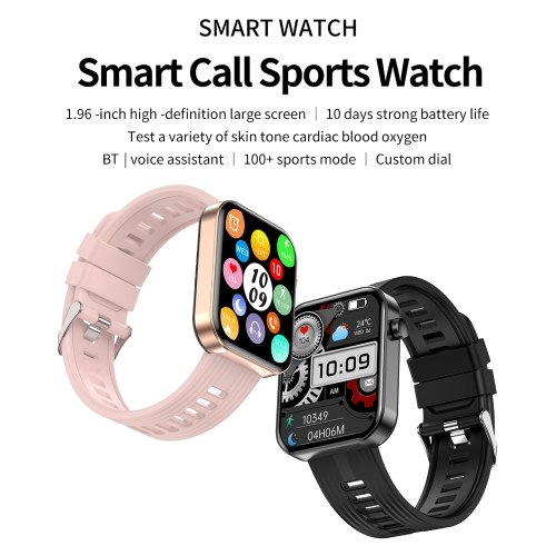 FW10 1.96`` Smartwatch BT5.0 Intelligent Watch IP67-waterproof Fitness Tracker Compatible for Android iOS 