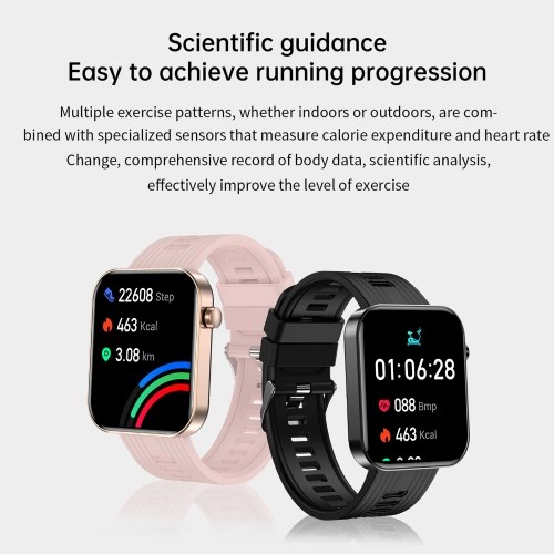 FW10 1.96`` Smartwatch BT5.0 Intelligent Watch IP67-waterproof Fitness Tracker Compatible for Android iOS 