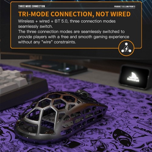 Darmoshark M2 Wireless Mouse BT5.0 2.4G 4KHz Receiver Wired Tri-Mode Rechargeable Gaming Mouse Lightweight Design 26000DPI Adjustable Mice Ergonomic Design Large-capacity Battery For Computer Laptop PC 