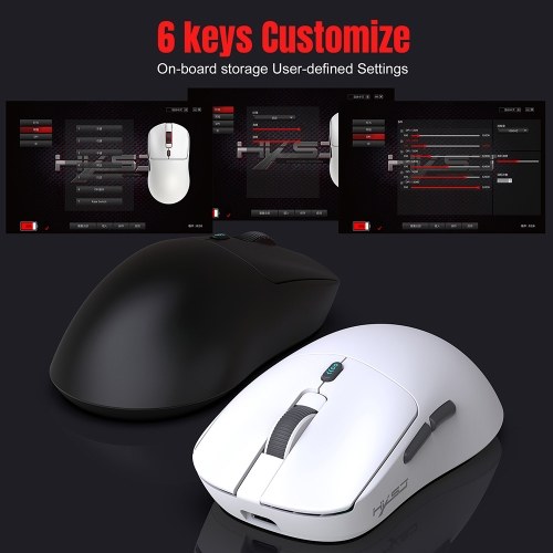 HXSJ T68 Wireless 2.4G BT5.1 Wired Tri-Mode Rechargeable Gaming Mouse 12000DPI Adjustable E-sports Mice Lightweight and 6 keys Customize Design Long Endurance Battery For Computer Laptop PC 
