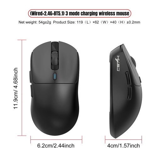 HXSJ T68 Wireless 2.4G BT5.1 Wired Tri-Mode Rechargeable Gaming Mouse 12000DPI Adjustable E-sports Mice Lightweight and 6 keys Customize Design Long Endurance Battery For Computer Laptop PC 