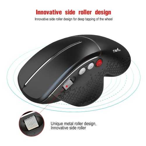 

Wireless Vertical Mouse 2.4G Ergonomic Vertical Gaming Mouse 6-Button Design Aluminum Alloy Side Scroll Wheel Anti-Mouse Hand 10m Wireless Reception