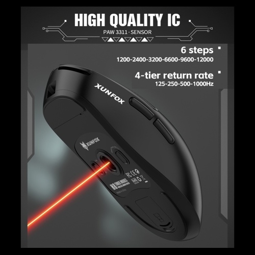 

XUNFOX Wireless Mice PAW3311 Lightweight Gaming Mice with 3-Modes Connection Rechargeable Ergonomic Mice for PC Laptop with Anti-Slip Sticker