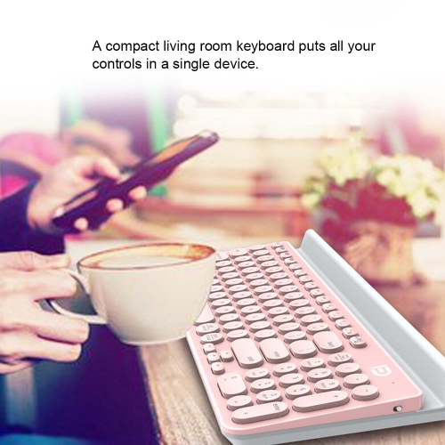 FD Portable Wireless BT Keyboard with Mobile Phone Holder for Tablet Smart Phone Computer Light Green
