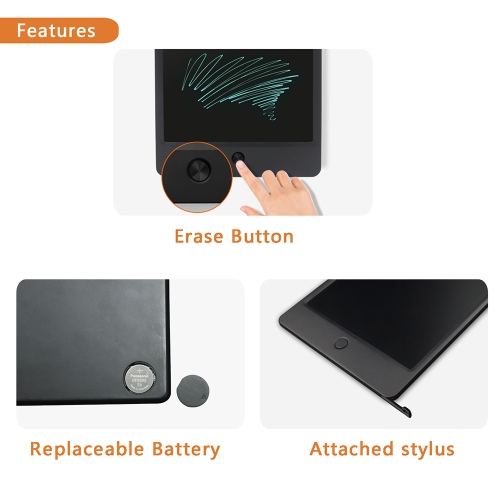 

10.5 Inch LCD Writing Pad Drawing Board Graffiti Environmental Pad for Memo Message Children Early Teaching Black