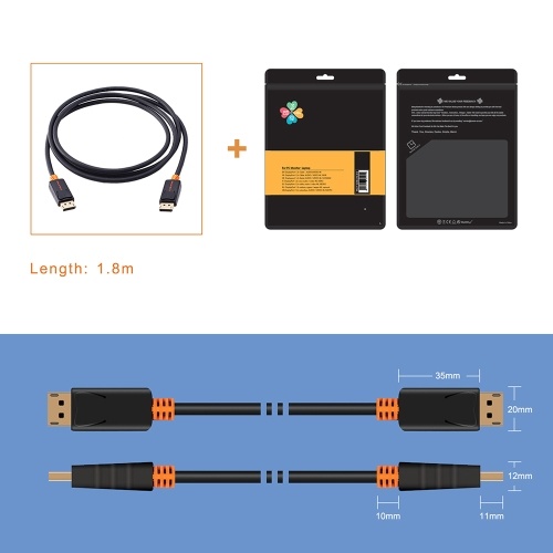 

Cabletime Display Port Cable 4K 60hz DP to DP Cable Cord 1.2 Video Audio Cable for HDTV Projector PC