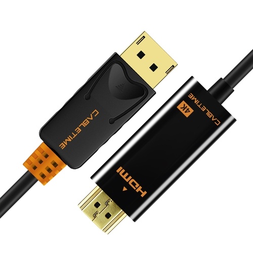 

Cabletime Display Port to HDMI Cable 1080P DP to HDMI Audio Video Cable 4K 60Hz Converter DisplayPort 1.2 for HDTV Projector Laptop PC