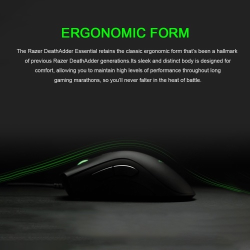 

Razer DeathAdder Essential Wired Gaming Mouse 6400DPI Optical Sensor 5 Independently Programmable Buttons Ergonomic Design(Black)