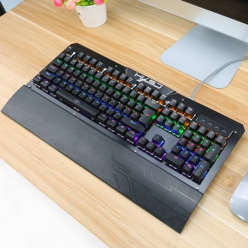 

HXSJ 2600 Gaming Keyboard Wired Mechanical Keyboard with 10 Kinds of Light Effect 104 keys