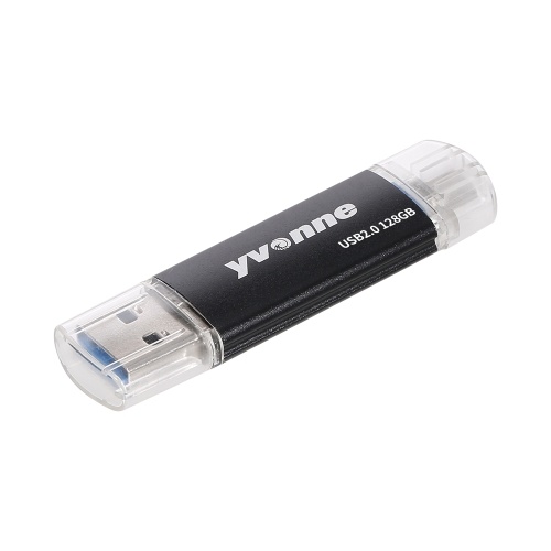 

yvonne YT601-2 USB2.0 U Disk 64GB OTG Double Ports Multifunctional USB Flash Drive for Phone/PC/Laptop Black