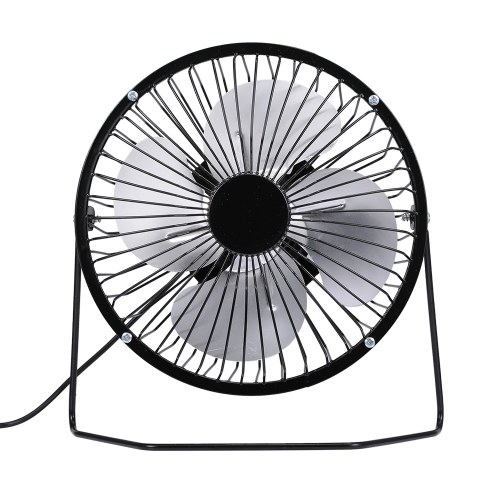 USB Mini Fan Desktop Cooler Fan Quiet Fan Metal Fan for Office and Home Use (Black)