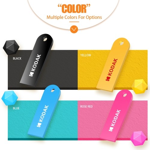 

KODAK K212 Slim U Disk Portable USB 2.0 On-Vehicle Music U Drive Waterproof Mini Size 64GB Yellow