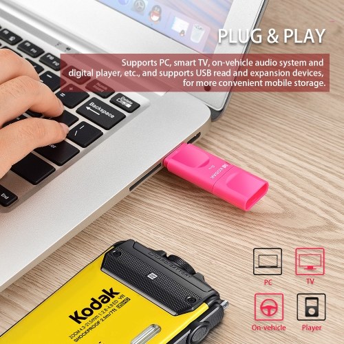 

KODAK K232 Slim U Disk Portable USB 2.0 On-Vehicle Anti-lost USB Drive Waterproof Mini Size High-speed Transmission 16GB Black