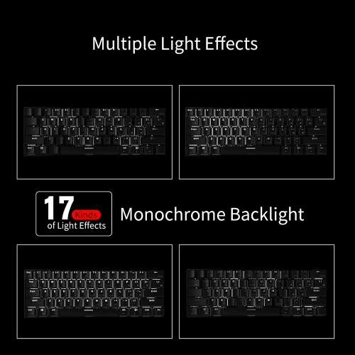 

Ajazz i610T USB Wired BT3.0 Dual Mode Gaming Keyboard 61 Keys Mechanical Keyboard Monochrome Backlight Black(Black Switch)