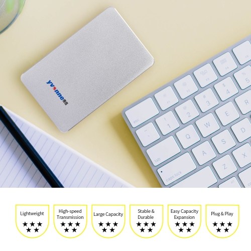 

Yvonne 2.5" USB 3.0 HDD External Mobile Hard Drive Portable HDD Storage Compatible For PC Mac Desktop Laptop Silver 60GB