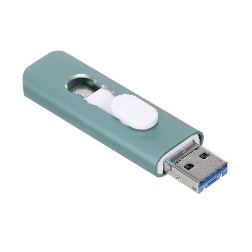 yvonne Y15D USB3.0 High Speed Telescopic 128GB USB Type-C Micro USB Three Ports OTG Flash Drive for Mobile Phone/PC/Laptop Green