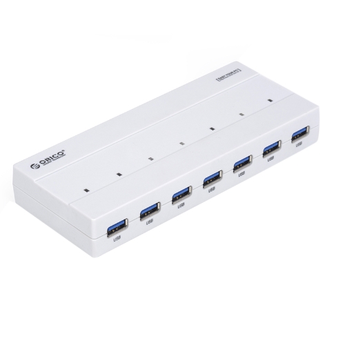 Orico 7 portas HUB USB 3.0 SuperSpeed 5Gbps para PC Macbook de Hot-Swap Plug-and-Play plástico branco