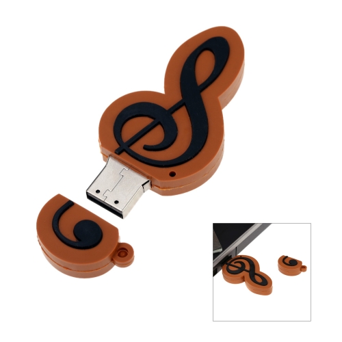 USB 2.0 U Disco Frash Drive Pendrive Memoria USB Stick en Forma de Nota Musical (Marrón-8G)