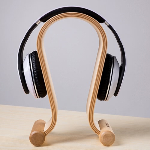 Wooden Birch Wood Headphone Gaming Headset Display Stand Holder Hanger