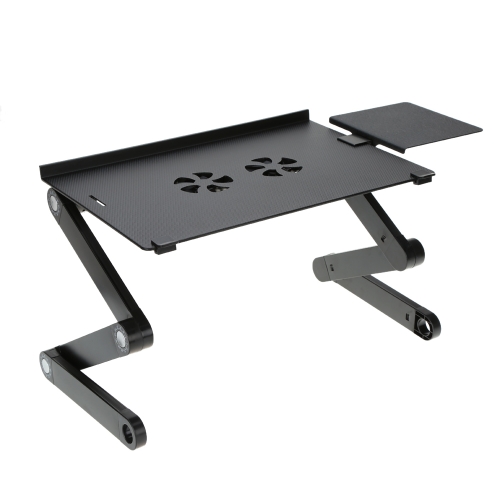 

Portable Adjustable Folding Bed Sofa Table Desk Tray Stand with Mouse Pad 2 Fans Multi Angle Legs for 17in Laptop Notebook Tablet