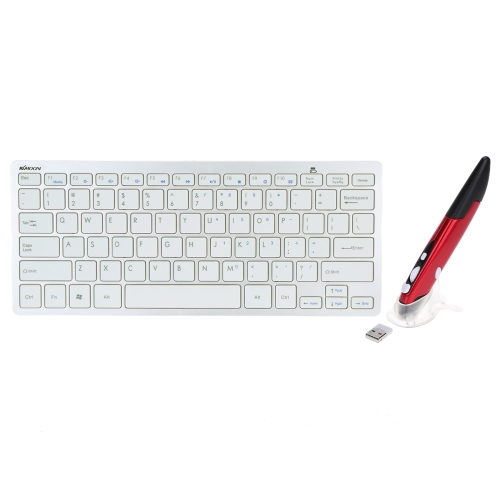 KKmoon Portable Ultra mince lumière 2,4 GHz clavier sans fil avec souris optique stylo électrique réglable DPI pour Windows Linux Android pour Mac OS