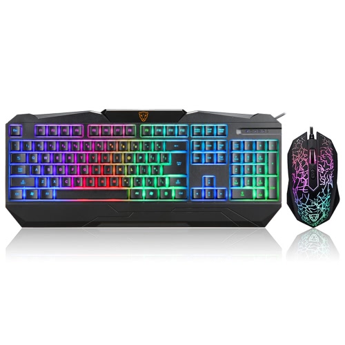 MOTOSPEED S69 USB Wired Gaming Esport Clavier et DPI Ensemble de combinaison de souris optique LED coloré rétro-éclairé pour PC Ordinateur portable Ordinateur portable