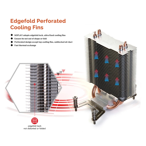 

SOPLAY CPU Cooler 2 Heatpipes 3pin 9.2cm Fan PC Computer for AMD Socket 754 939 940 FX All Series CPU Cooling Radiator Fan