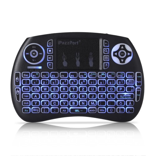 IPazzPort KP-810-21SDL Handheld 2.4G Teclado QWERTY de las multimedias sin hilos mini con el ratón del Touchpad Teledirigido con Backlit para la caja androide de la TV Google TV TV PC Smart TV