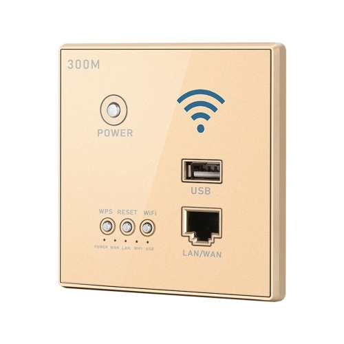 300Mbps In-Wall Wireless Router AP Access Point WiFi Router LAN Network Switch WiFi AP Router with WPS Encryption USB Socket