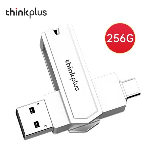 Lenovo thinkplus TPCU301Plus U Disk 256GB USB3.0+Type-C Port Recognition USB Flash Drive Thumb Drive Support Tablet Mobile Phone Computer Laptop MacOS System 