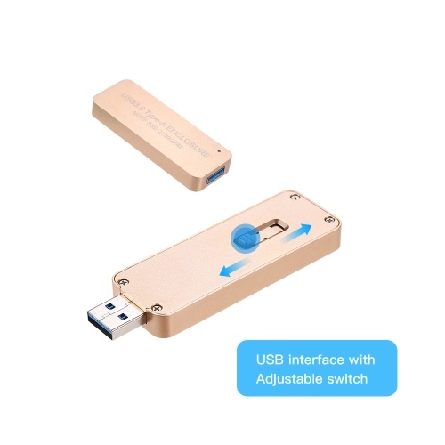 NGFF / M.2 Boîtier externe rétractable pour disque dur portable de type SSD vers USB 3.0