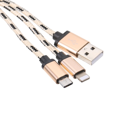 

2-in-1 USB 2.0 Male to Type-C/(For) Lightening Nylon Braided Charge Cable