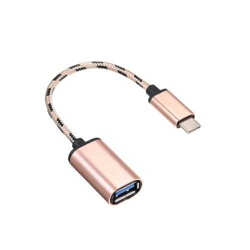 Tipo-C OTG Data Cable Connector Tipo C Para Adaptador de Cabo OTG Feminino para Huawei Xiaomi (Gold)