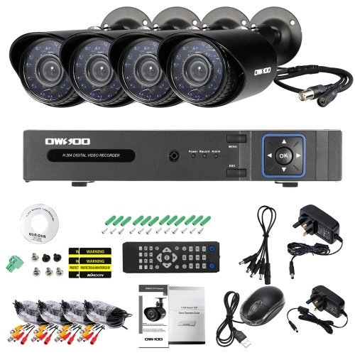 

OWSOO 4CH H.264 Full 1080N DVR + 4 * 1500TVL Водонепроницаемая камера видеонаблюдения + 4 * 60 футов